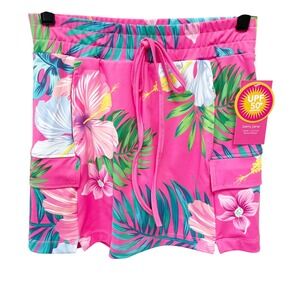 Berry Jane Women's Pink Tropical Floral UPF 50+ Swim Skort Size Small